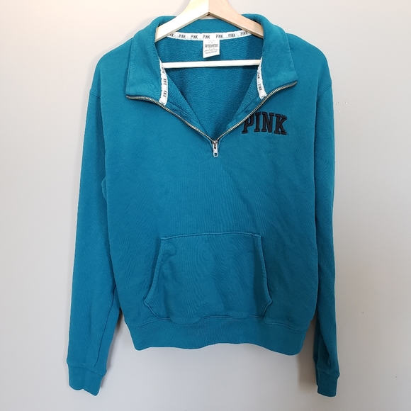 PINK Everday Lounge Blue 1/4 Zip Pullovet - Picture 2 of 7